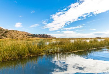 Lake titicaca, Güney Amerika, peru ve Bolivya sınırında yer
