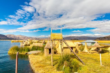 yüzen ada Titikaka Gölü: puno, peru, Güney Amerika.