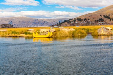 geleneksel reed tekne titicaca Gölü, peru, puno, Güney Amerika.