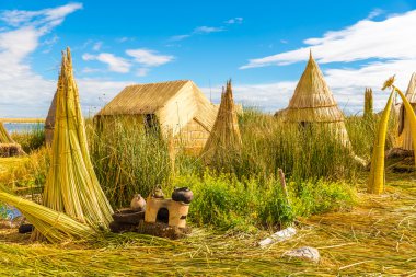 yüzen ada Titikaka Gölü: puno, peru, Güney Amerika