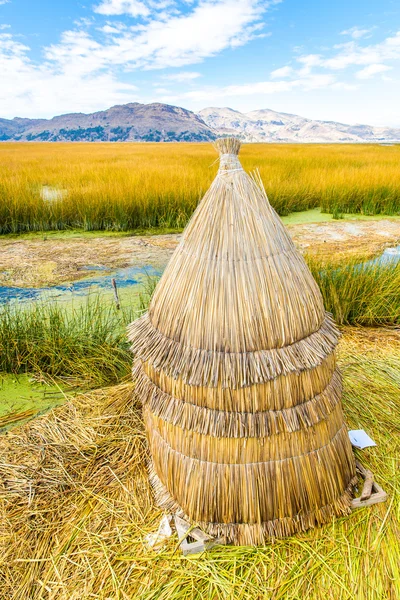 Floating Islands on Lake Titicaca Puno, Peru, South America,thatched home
