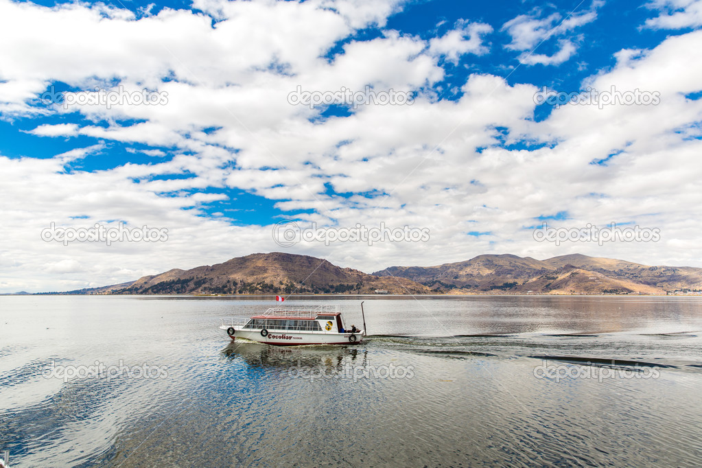 Lake Titicaca,South America, located on border of Peru and Bolivia.