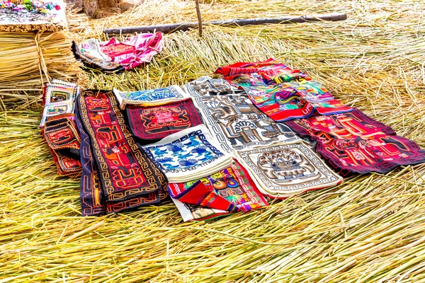 Souvenir on Floating islands Titicaca lake — Stock Photo, Image