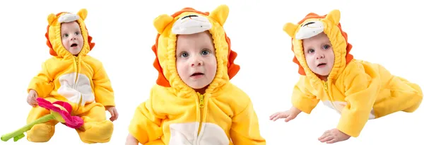 Niño, vestido con traje de carnaval de león — Foto de Stock