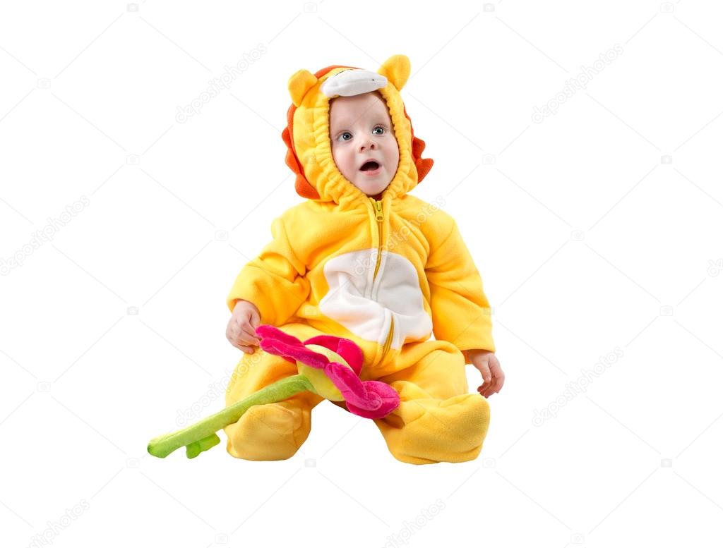 Child boy,dressed in lion carnival suit