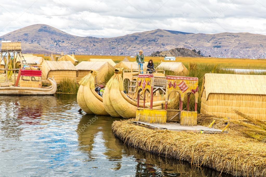 Reed boat lake Titicaca,Peru