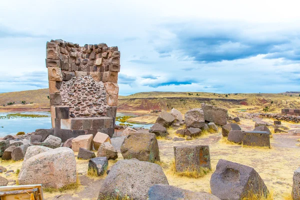 Torri funerarie a Sillustani, Perù — Foto Stock