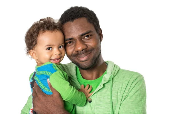 Feliz padre negro y bebé niño — Foto de Stock