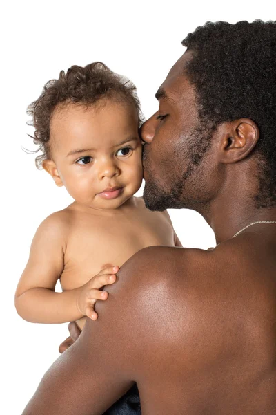 快乐的黑人父亲和亲爱的男孩 — 图库照片