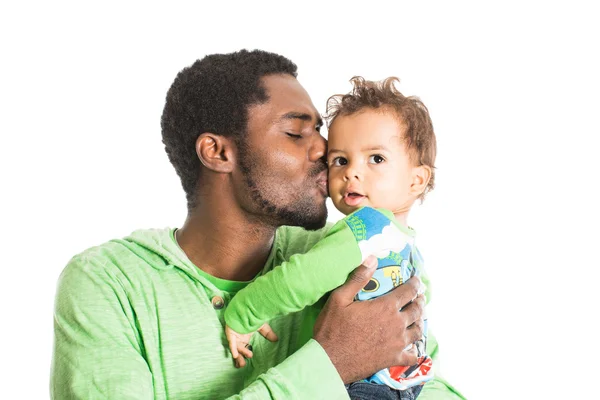 Felice padre nero e bambino ragazzo — Foto Stock