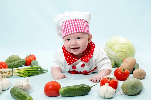 Girl wearing chef hat — Stock Photo, Image