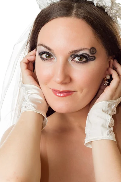 Bruid vrouw met creatieve make-up — Stockfoto