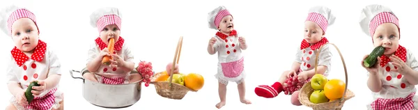 Menina bebê com legumes frescos — Fotografia de Stock