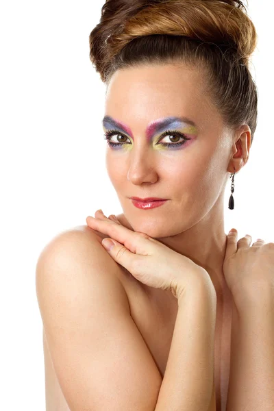 Mulher modelo com maquiagem criativa — Fotografia de Stock