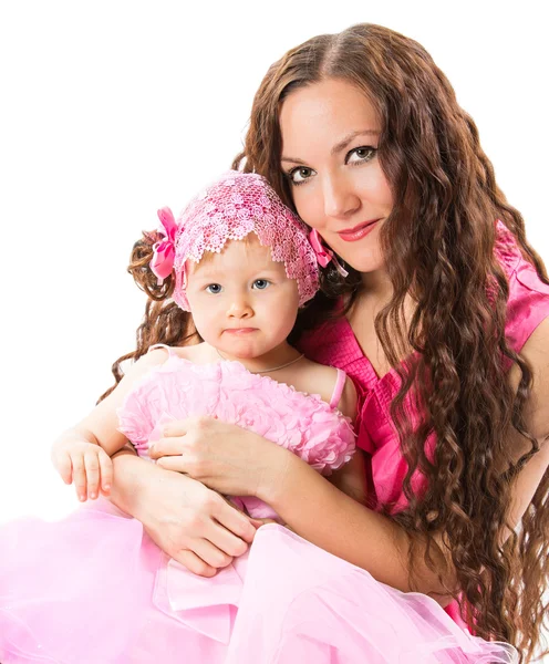 Mom and child girl hugging — Stock Photo, Image