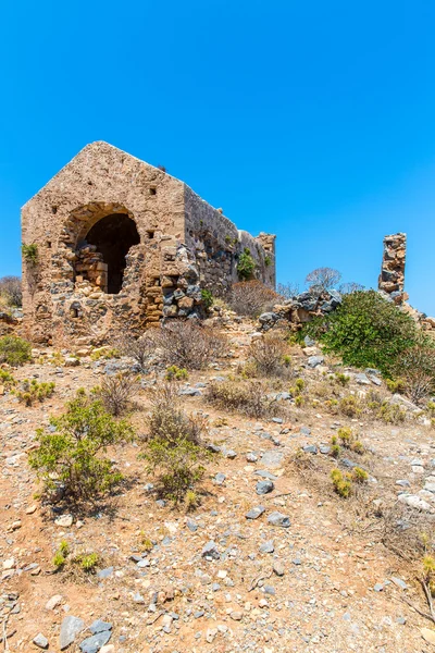Gramvousa ilha em Creta, Grécia, com restos de forte veneziano e águas turquesas mágicas, lagoas, praias . — Fotografia de Stock