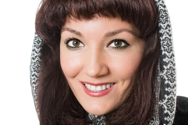 Close up of portrait of beautiful brunette woman — Stock Photo, Image