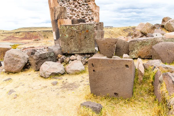 Begravnings torn i sillustani, peru, Sydamerika — Stockfoto