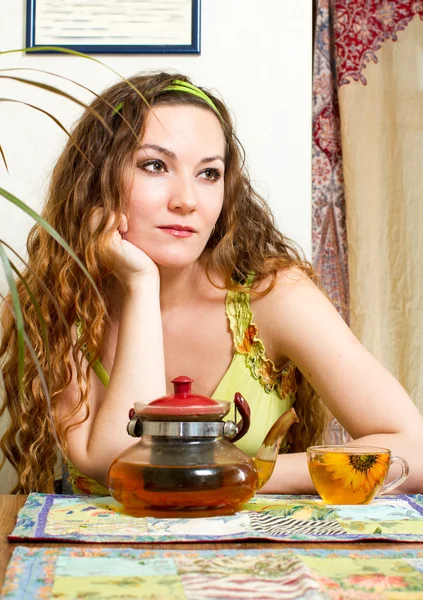 Çay kadınla — Stok fotoğraf