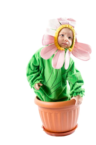 Flicka klädd i blomma kostym — Stockfoto