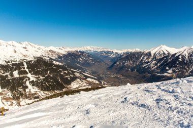 Ski resort bad gastein kış karlı dağlarda, Avusturya, salzburg, Avusturya Alplerinde - doğa ve spor arka iniş