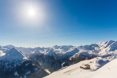 Ski resort bad gastein kış karlı dağlarda, Avusturya, salzburg arazi