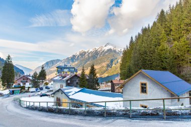 Ski resort town bad gastein, Avusturya, salzburg arazi