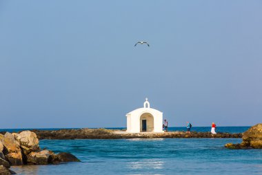 Eski Venedik deniz feneri liman crete, Yunanistan.