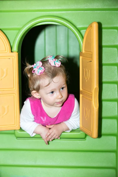 Little child girl playing in kindergarten — Stock Photo, Image