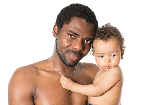 Negro padre y niño niño — Foto de Stock