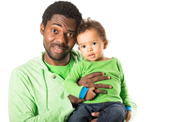 Heureux noir père et enfant garçon — Photo