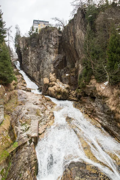 Waterfall in Ski resort — Stock Photo, Image