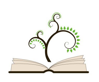 soyut bir ağaç açık bir kitap