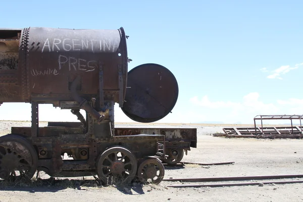 Cmentarz Pociągów, Uyuni Boliwia — Zdjęcie stockowe