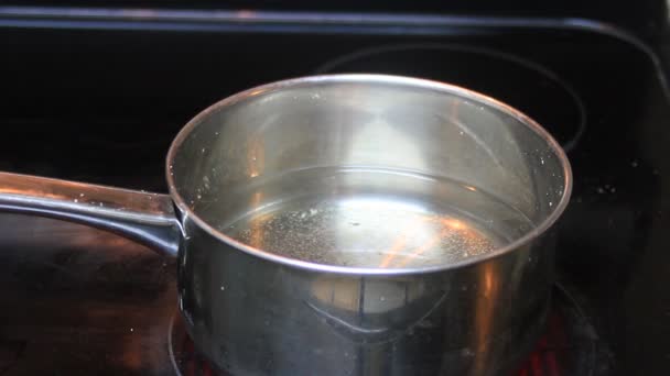 Boiling water to make pasta — Stock Video