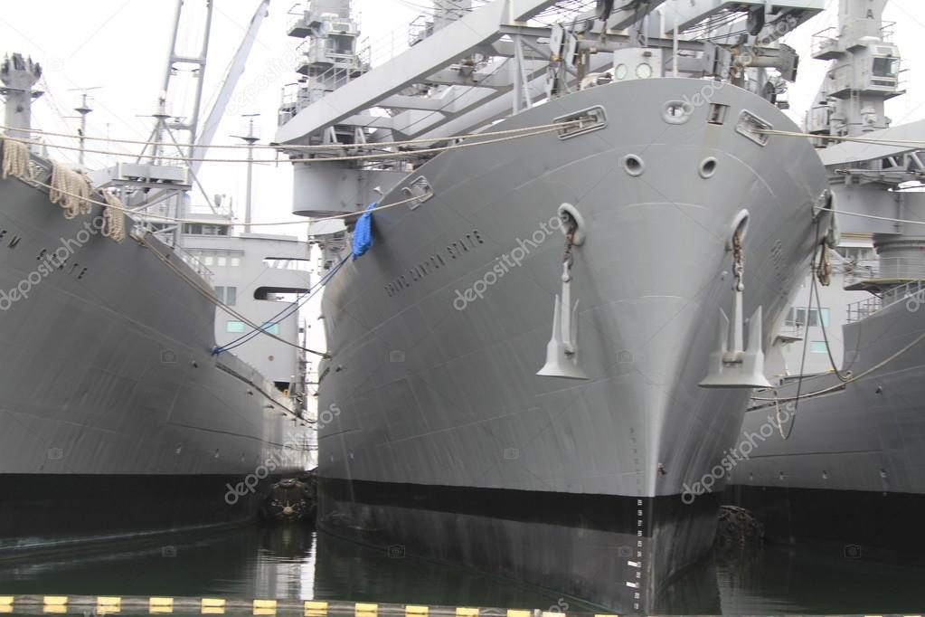 Big ships at Naval Museum and dock