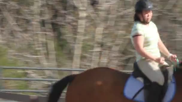 Girl riding horse — Stock Video