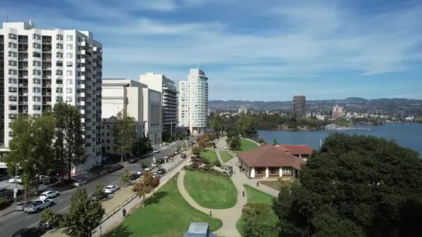 Vuelo Con Drones Sobre Lago Merritt Oakland California — Vídeos de Stock