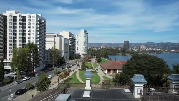 Vuelo Con Drones Sobre Lago Merritt Oakland California — Vídeos de Stock