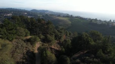 Chabot California Gölü 'ndeki orman ve göllerin üzerinde uçuyor.