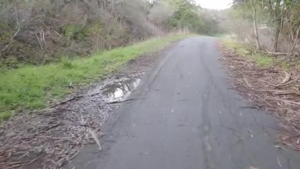 Велосипедный Спуск Тропе Водохранилище Сан Пабло Парк Тилден Беркли Калифорния — стоковое видео