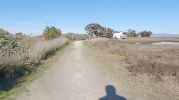Biking Baylands Trail Palo Atlo Mountain View California — Stock video