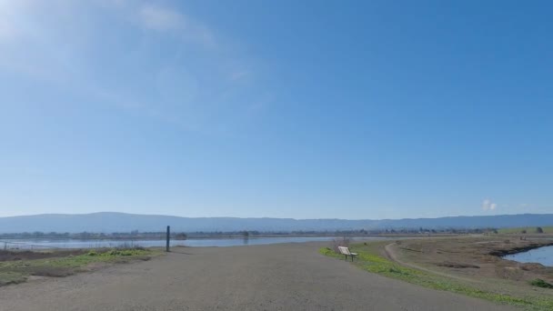 Biking Baylands Trail Palo Atlo Mountain View California — Stockvideo