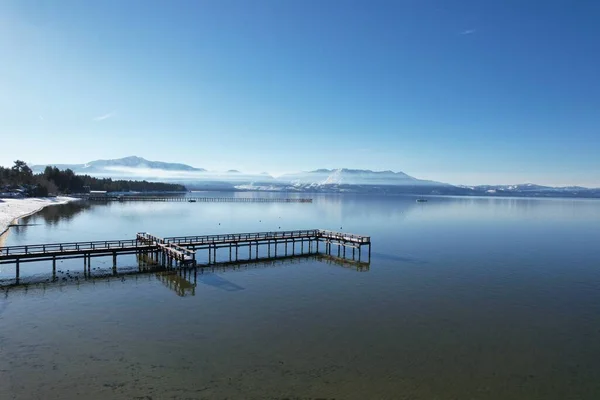 Danau Tahoe California Musim Dingin Dari Udara — Stok Foto