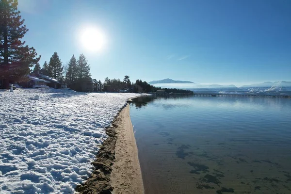 Λίμνη Tahoe Καλιφόρνια Χειμώνα Από Τον Αέρα — Φωτογραφία Αρχείου