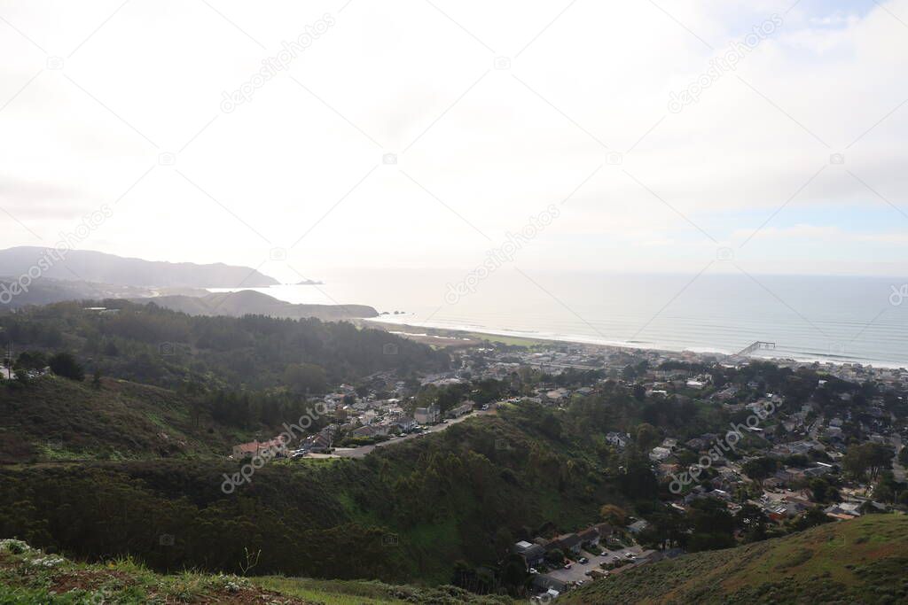 Photo of cities of Pacifica, San bruno and San francisco from a hill top