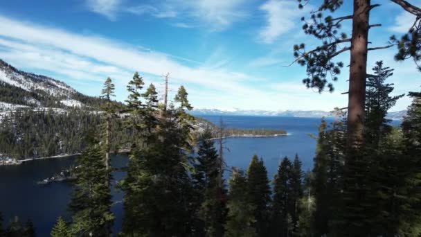 Winter Über Den Lake Tahoe Kalifornien Fliegen — Stockvideo