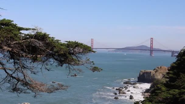 Golden Gate Bridge San Francisco Lands End Lookout — Stock videók