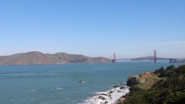 Golden Gate Köprüsü San Francisco Dan Gözcü Uçlu — Stok video