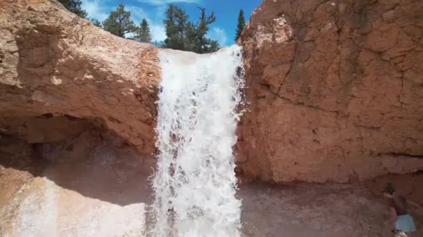 Waterfall Mossy Cave Utah — Stock Video